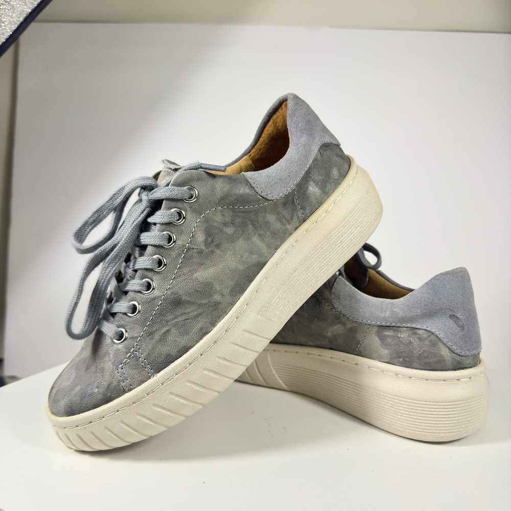 Sofft Grey Cloud Camo Leather Platform Sneakers Women Size 7.5 M Comfort Casual
